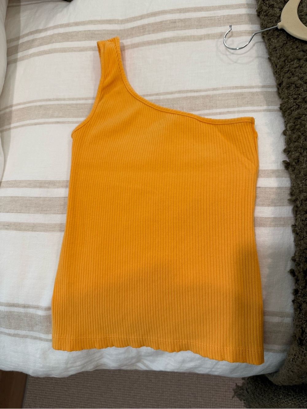 Anthropologie One-Shoulder Ribbed Tank Top - Orange